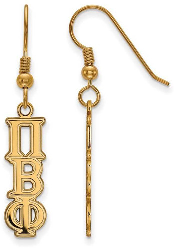 Image of Gold Plated Sterling Silver Pi Beta Phi Dangle Medium Earrings by LogoArt