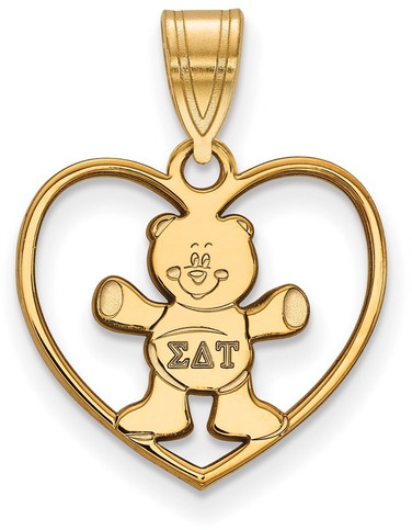 Gold Plated Sterling Silver Sigma Delta Tau Heart Pendant by LogoArt (GP040SDT)