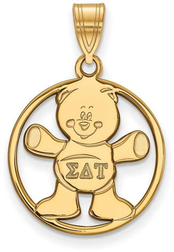 Image of Gold Plated Sterling Silver Sigma Delta Tau Sm Circle Pendant LogoArt GP041SDT
