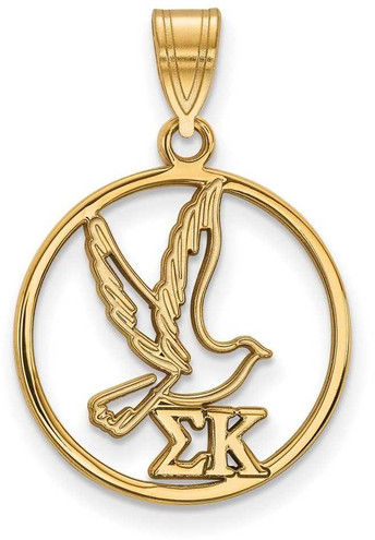 Image of Gold Plated Sterling Silver Sigma Kappa Small Circle Pendant by LogoArt GP041SKP