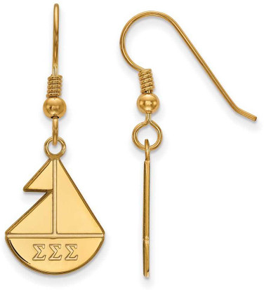 Image of Gold Plated Sterling Silver Sigma Sigma Sigma Medium Dangle Earrings by LogoArt