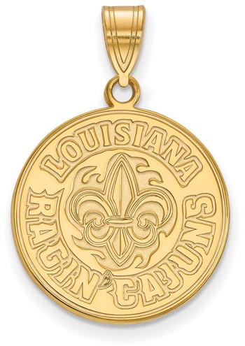 Gold Plated Sterling Silver U of Louisiana at Lafayette Large Pendant by LogoArt