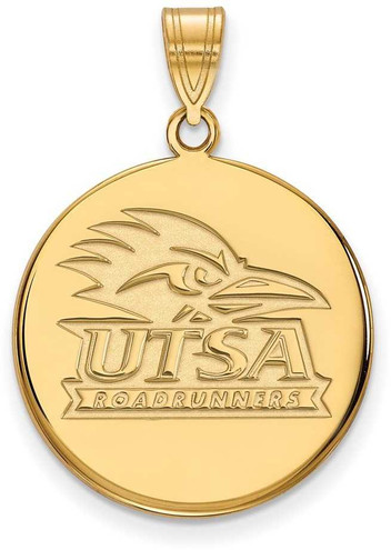 Image of Gold Plated Sterling Silver U of Texas at San Antonio Large Disc LogoArt Pendant