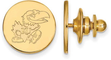 Image of Gold Plated Sterling Silver University of Kansas Lapel Pin by LogoArt (GP059UKS)