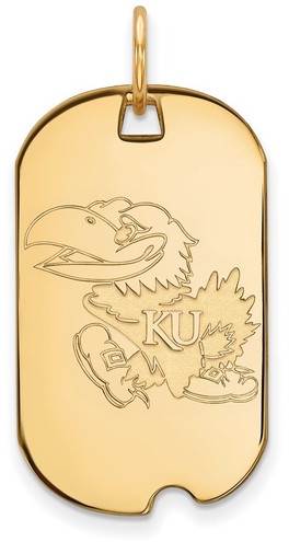 Gold Plated Sterling Silver University of Kansas Small Dog Tag by LogoArt
