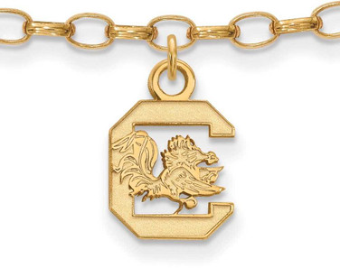 Image of Gold Plated Sterling Silver University of South Carolina Anklet by LogoArt Image of Gold Plated Sterling Silver University of South Carolina Anklet by LogoArt