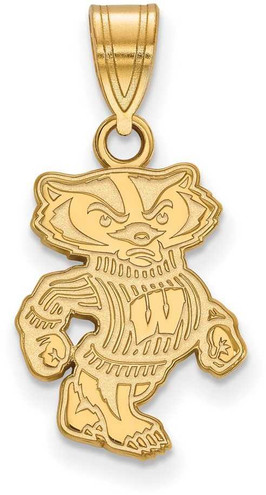 Image of Gold Plated Sterling Silver University of Wisconsin Med Pendant LogoArt GP045UWI