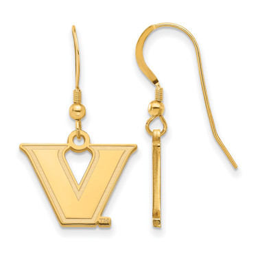 Gold Plated Sterling Silver Vanderbilt University Small Dangle LogoArt Earrings