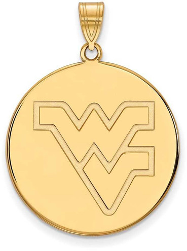 Image of Gold Plated Sterling Silver West Virginia University XL Pendant LogoArt GP054WVU