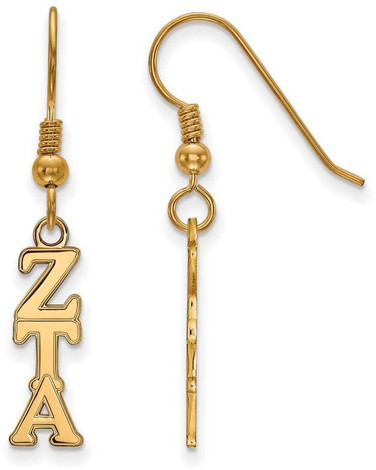 Image of Gold Plated Sterling Silver Zeta Tau Alpha Small Dangle Earrings by LogoArt