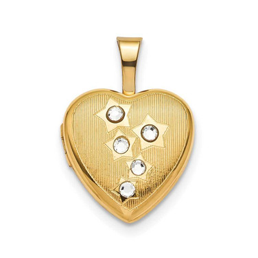 Image of Gold-plated Sterling Silver 12mm Star CZ Heart Locket Pendant