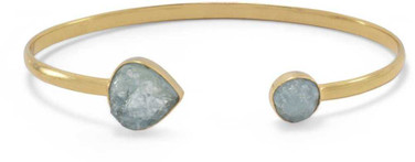 Image of Gold-plated Sterling Silver Aquamarine Cuff Bracelet