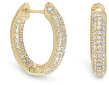 Image of Gold-plated Sterling Silver CZ In/Out Hoop Earrings