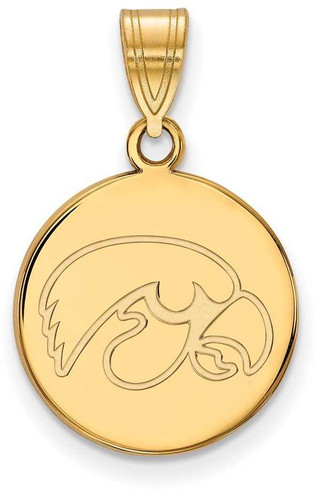 Image of Gold-plated Sterling Silver LogoArt University of Iowa Medium Disc Pendant
