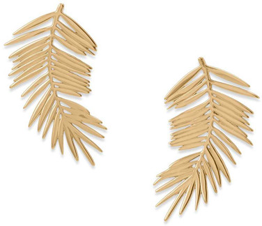 Image of Gold-plated Sterling Silver Palm Leaf Post Earrings