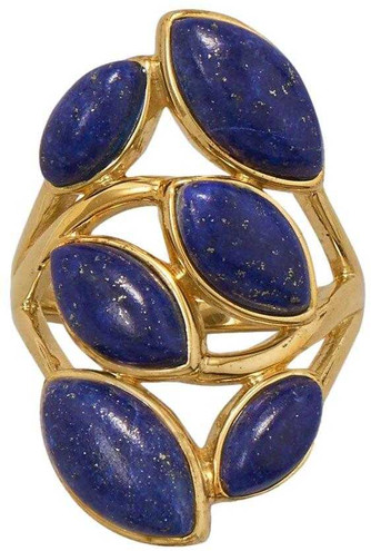 Image of Gold-plated Sterling Silver Pear Shaped Lapis Ring