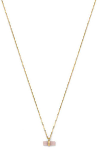Image of Gold-plated Sterling Silver Pencil Cut Rose Quartz Necklace