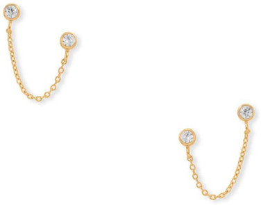 Image of Gold-plated Sterling Silver Round CZ Double Post Earrings