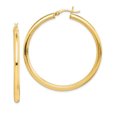 Image of 40mm Gold-Tone Sterling Silver 45mm Grooved Hoop Earrings