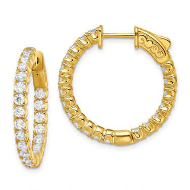 Image of 24.48mm Gold-Tone Sterling Silver CZ In & Out Round Hoop Earrings QE7570Y