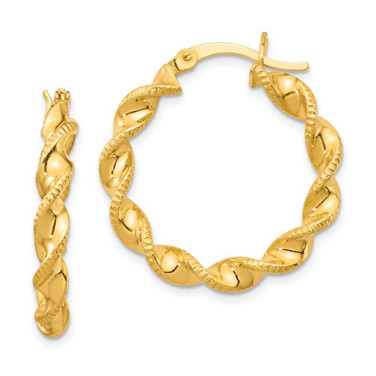 Image of 20mm Gold-Tone Sterling Silver Patterned Twist 25mm Hoop Earrings QE6664
