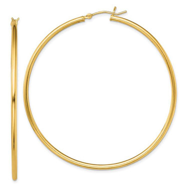 Image of 61.8mm Gold-Tone Sterling Silver Polished Hoop Earrings QE13135 Image of 61.8mm Gold-Tone Sterling Silver Polished Hoop Earrings QE13135