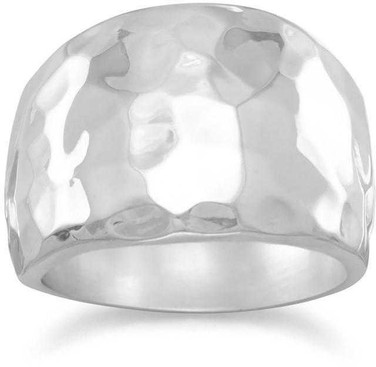 Image of Hammered Cigar Band Ring 925 Sterling Silver