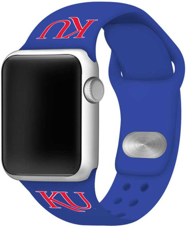 Image of Kansas Jayhawks Silicone Watch Band Compatible with Apple Watch - 38mm/40mm/41mm Blue C-AB1-157-38