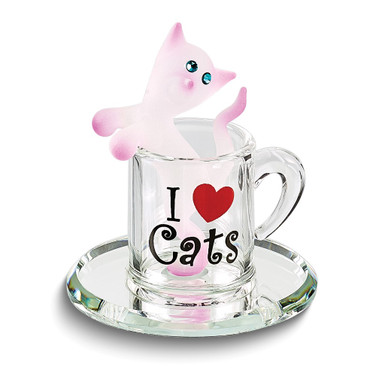 Kitty Cup Glass Figurine