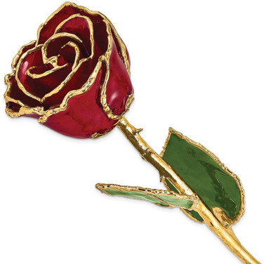 Image of Lacquer Dipped Gold-Tone Trim Burgundy Rose
