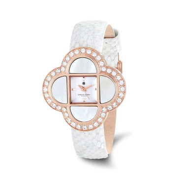 Image of Ladies Charles Hubert IP Rose Stainless Leather Band 36mm Watch Image of Ladies Charles Hubert IP Rose Stainless Leather Band 36mm Watch