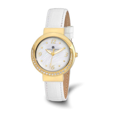Image of Ladies Charles Hubert IP-plated Stainless Steel Leather 38mm Watch Image of Ladies Charles Hubert IP-plated Stainless Steel Leather 38mm Watch