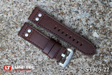 Lum-Tec Watches - Replacement Parts - 24mm Chardon Riveter Leather Strap - (22mm Buckle NOT Included)