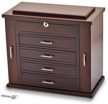 Image of Mahogany Matte Finish Poplar Veneer Opening Sides Jewelry Box