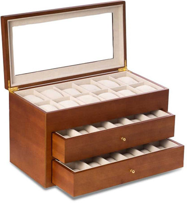 Image of Matte Cherry Finish Wood 36-Watch Case