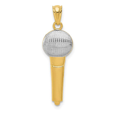 Image of Mens 14K Yellow Gold and Rhodium Microphone Pendant