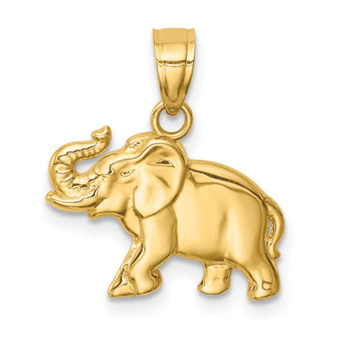 Mens 14K Yellow Gold Elephant Pendant