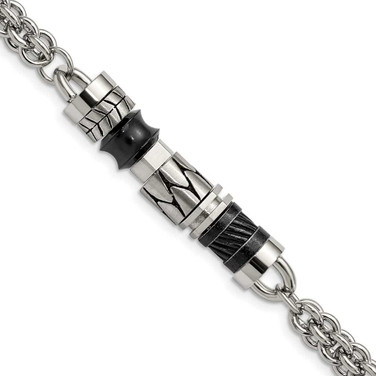Image of Mens 8.25" Stainless Steel Moveable Pieces Antiqued Bracelet