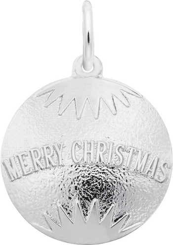 Merry Christmas Bulb Ornament Charm (Choose Metal) by Rembrandt