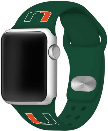Image of Miami Hurricanes Silicone Watch Band Compatible with Apple Watch - 38mm/40mm/41mm Green C-AB1-117-38