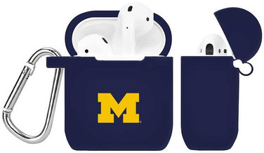 Image of Michigan Wolverines Silicone Case Cover Compatible with Apple AirPods Battery Case - Navy Blue C-APA1-107