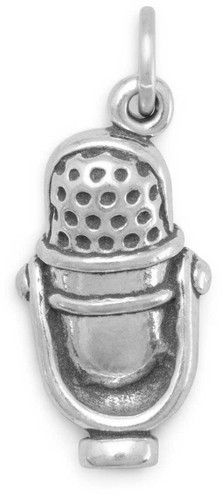 Image of Microphone Charm 925 Sterling Silver