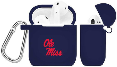 Image of Mississippi Rebels Silicone Case Cover Compatible with Apple AirPods Battery Case - Navy Blue C-APA1-128