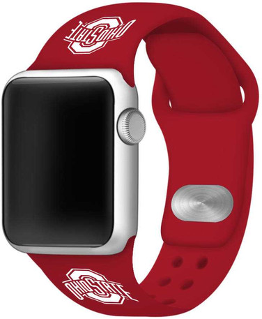 Image of Ohio State Buckeyes Silicone Watch Band Compatible with Apple Watch - 42mm/44mm/45mm Red C-AB1-177-42