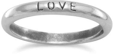 Oxidized "Love" Band 925 Sterling Silver
