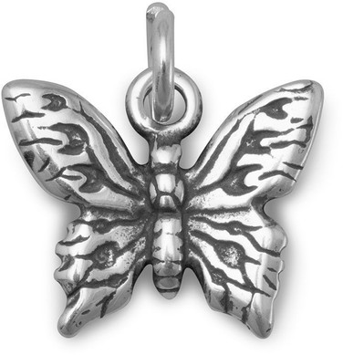 Oxidized Butterfly Charm 925 Sterling Silver