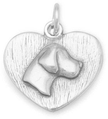 Image of Oxidized Dog Silhouette Charm 925 Sterling Silver