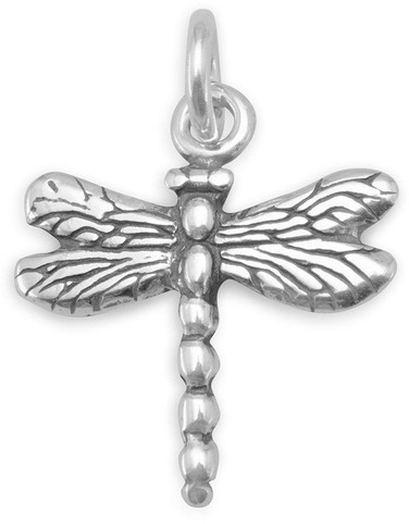Oxidized Dragonfly Charm 925 Sterling Silver