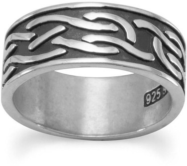 Oxidized Knot Design Band 925 Sterling Silver