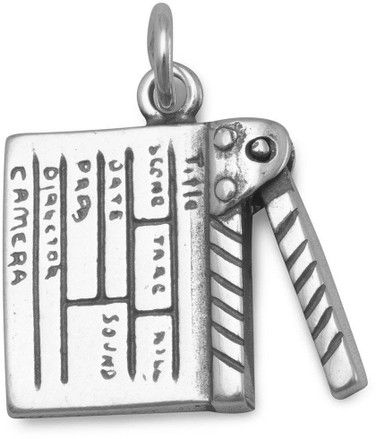 Image of Oxidized Movie Clapboard Charm 925 Sterling Silver